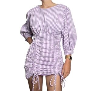 zara purple gingham dress Zara | Dresses | Zara Gingham Ruched Mini Dress
